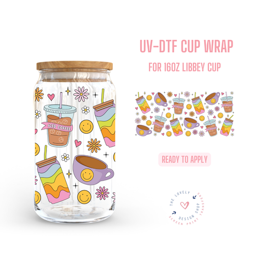 Iced Coffee Drinks - UV DTF 16 oz Libbey Cup Wrap - Jul 22