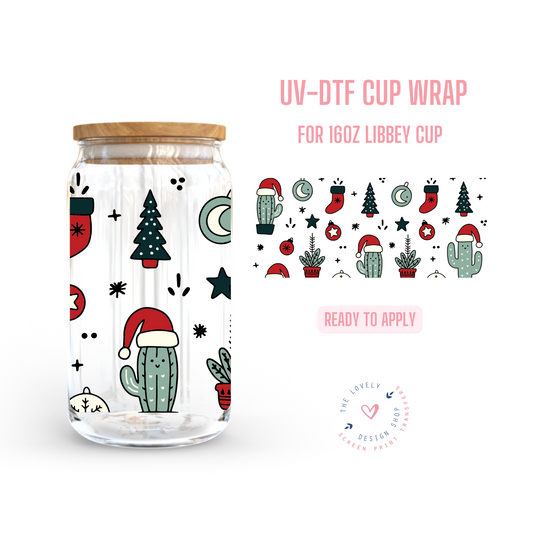 Christmas Cacti - UV DTF 16 oz Libbey Cup Wrap - Oct 28