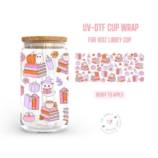 Cutesy Bookish - UV DTF 16 oz Libbey Cup Wrap - Oct 15