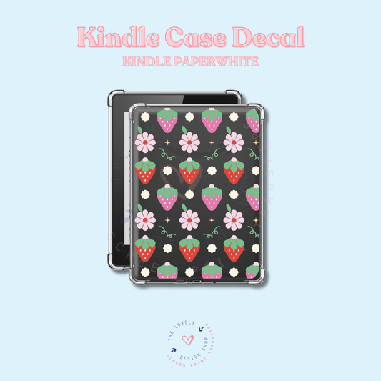 Pink And Red Strawberries - UV DTF Kindle Decal