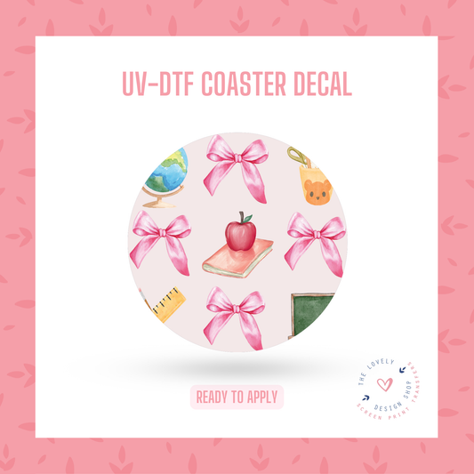 Teacher Bow - UV DTF Coaster Decal - Dec 2