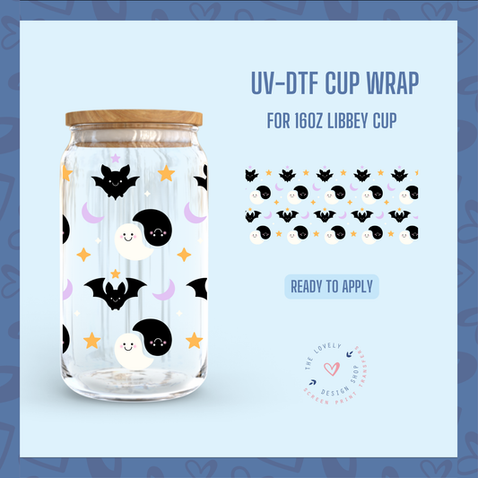 Ghosties and Bats - UV DTF 16 oz Libbey Cup Wrap - Aug 12