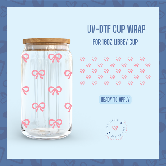 Mini Pink Bows - UV DTF 16 oz Libbey Cup Wrap - Dec 9