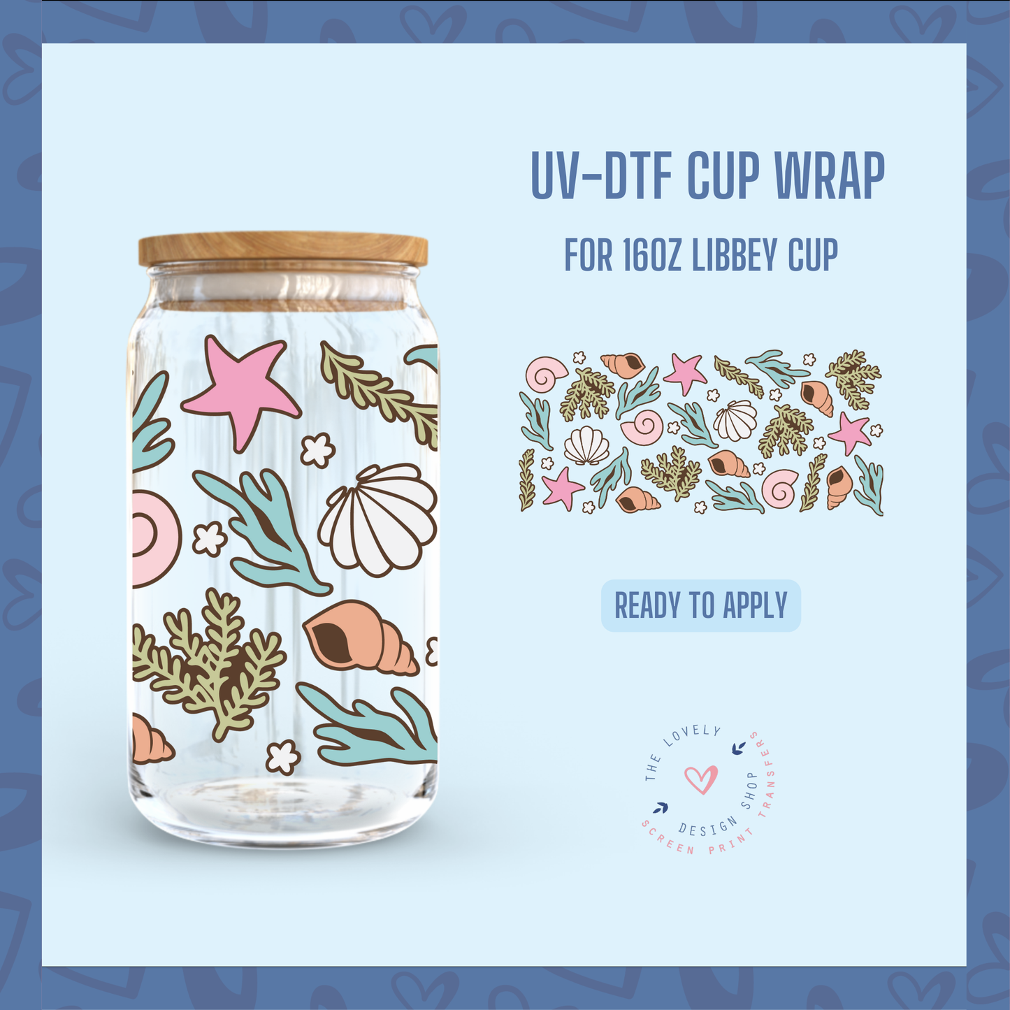 Under The Sea - UV DTF 16 oz Libbey Cup Wrap (Ready to Ship) Jul 1