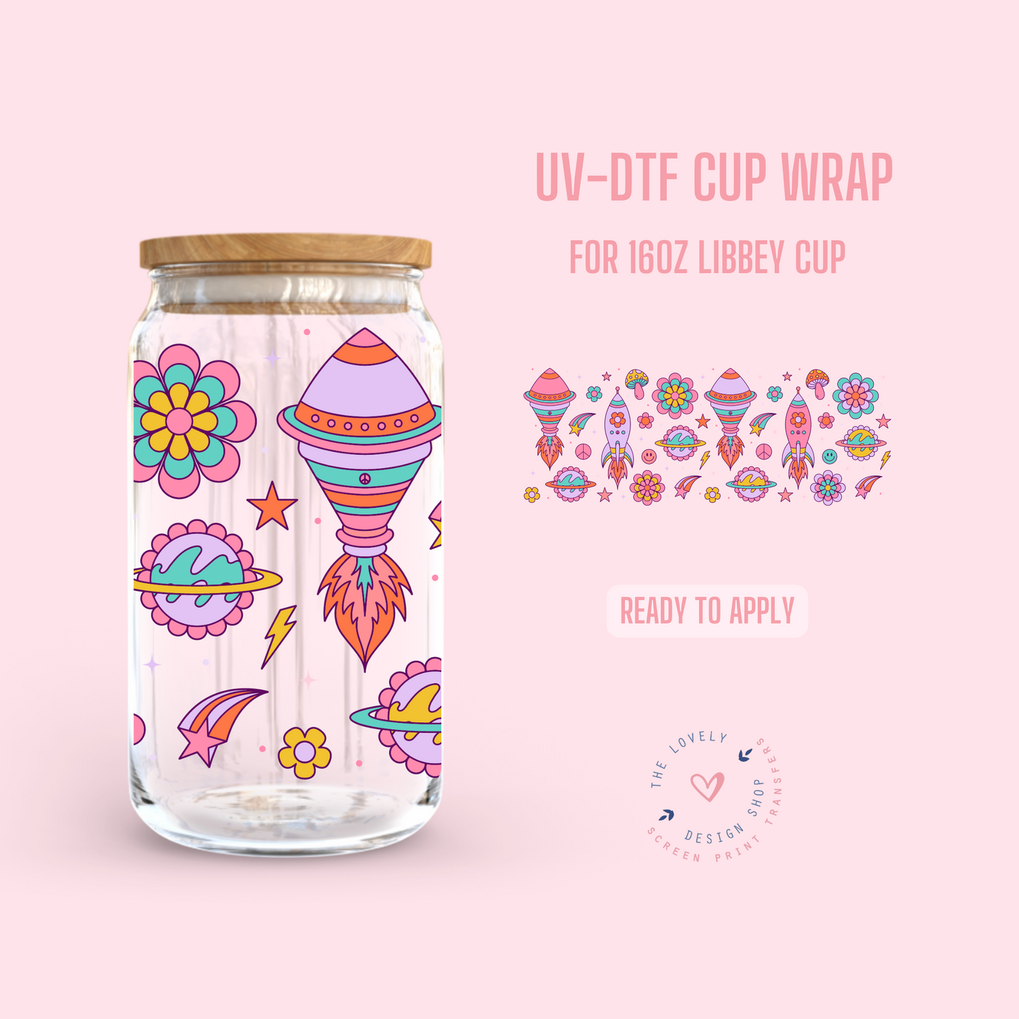 Give Me Space - UV DTF 16 oz Libbey Cup Wrap (Ready to Ship) Apr 1