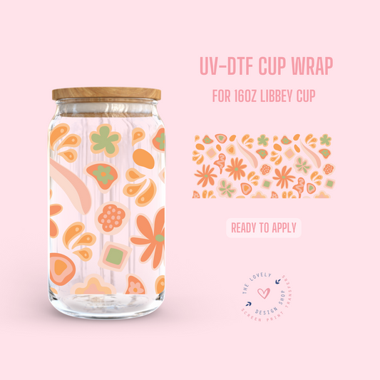 Summer Swirl - UV DTF 16 oz Libbey Cup Wrap (Ready to Ship) Mar 26