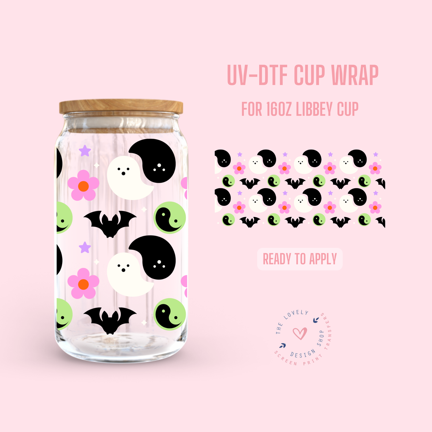 Yin Yang Batties - UV DTF 16 oz Libbey Cup Wrap - Aug 12