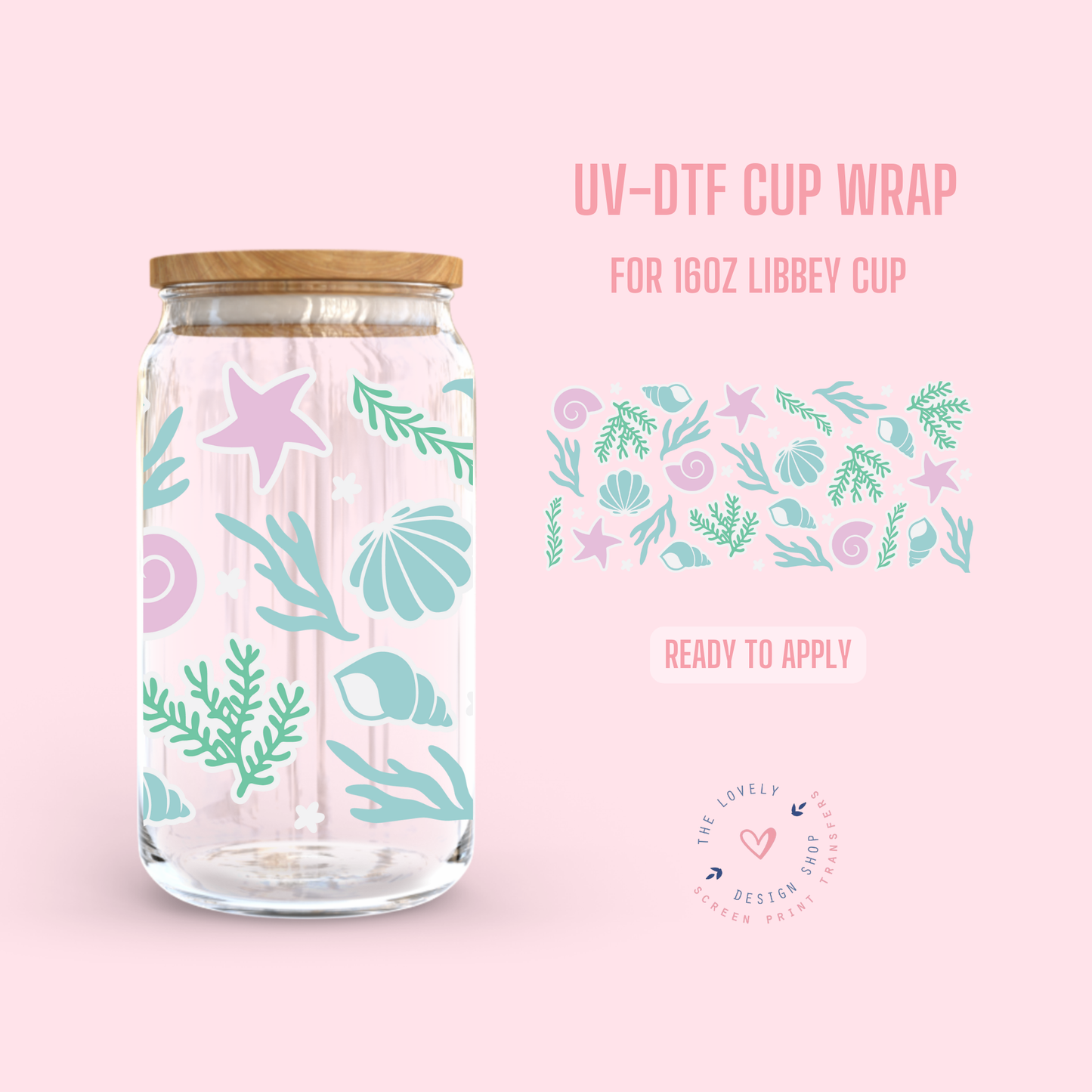 Under The Sea - UV DTF 16 oz Libbey Cup Wrap (Ready to Ship) Jul 1