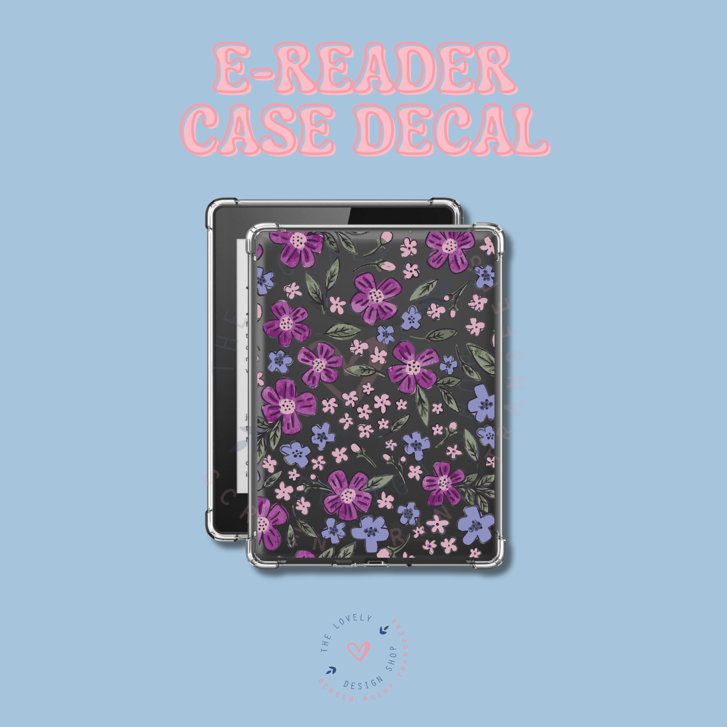 Blue And Purple Floral - UV DTF E-Reader Decal