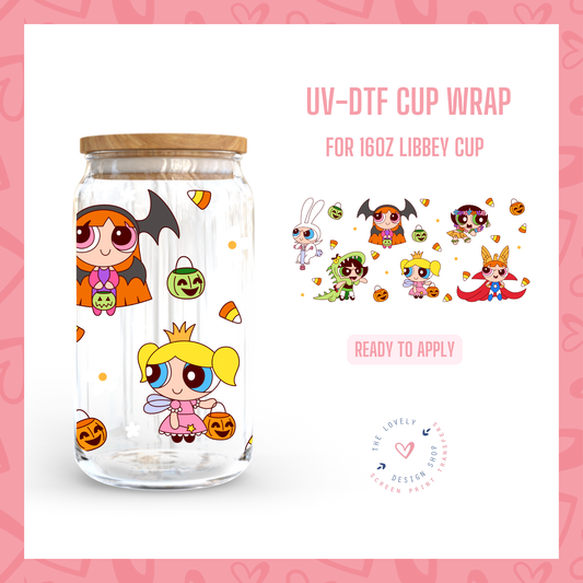 Halloween Costumes Sisters - UV DTF 16 oz Libbey Cup Wrap - Aug 12