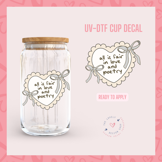 Poetry Heart - UV DTF Cup Decal (Ready to Ship) Apr 29