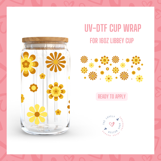 Flower Power - UV DTF 16 oz Libbey Cup Wrap (Ready to Ship) Jun 24