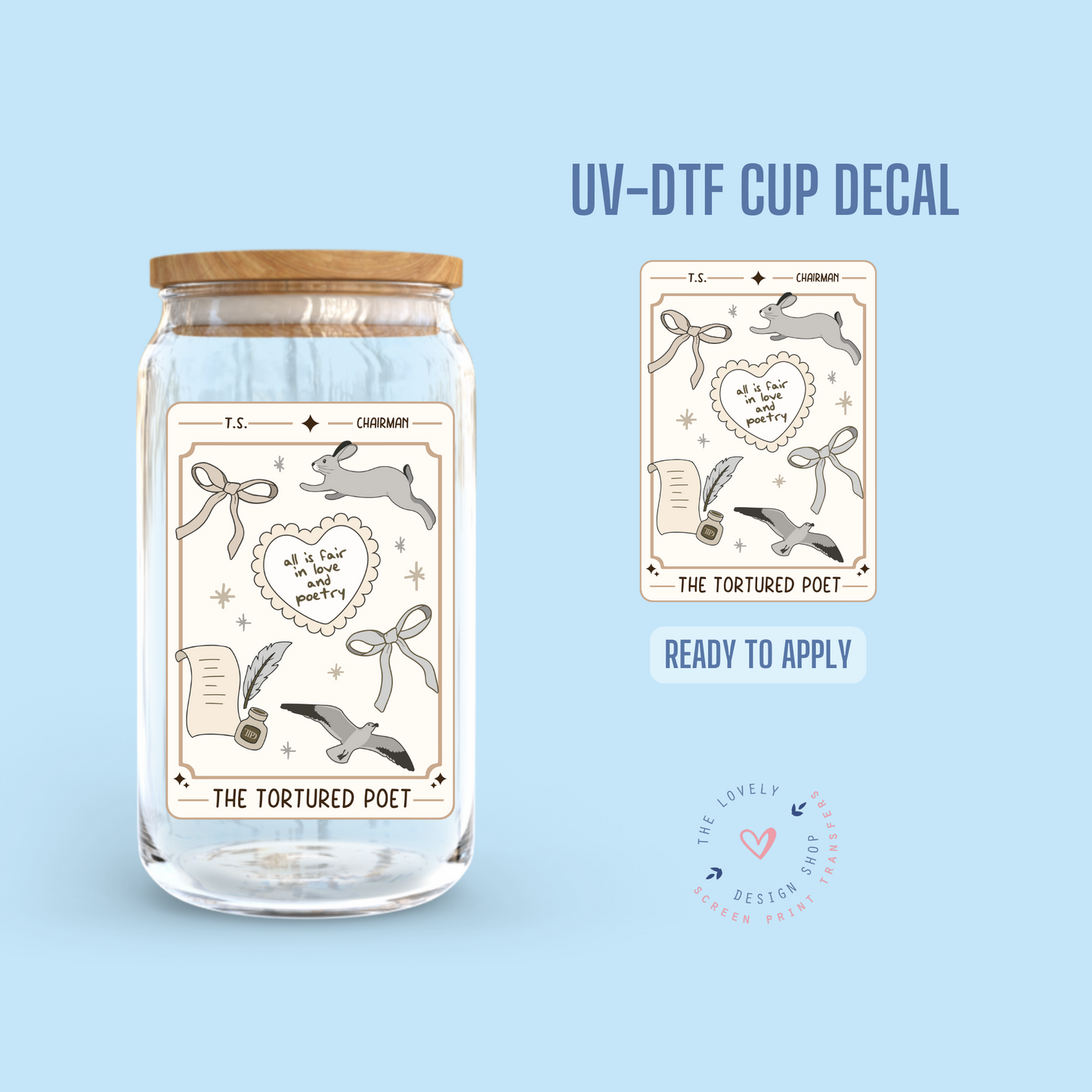 Poet Tarot Card - UV DTF Cup Decal (Ready to Ship) Apr 29