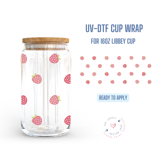 Mini Strawberries - UV DTF 16 oz Libbey Cup Wrap - Dec 9