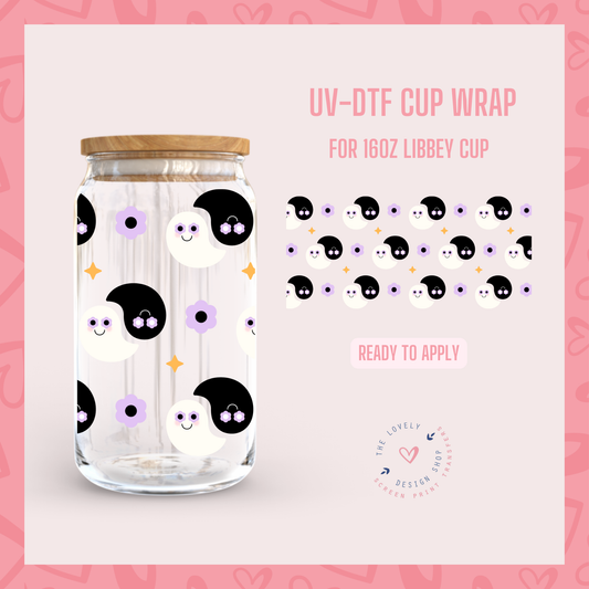 Yin Yang Ghosties - UV DTF 16 oz Libbey Cup Wrap - Aug 12