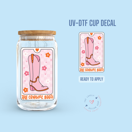 The Cowgirl Boots Tarot Card - UV DTF Cup Decal (Ready to Ship) May 20