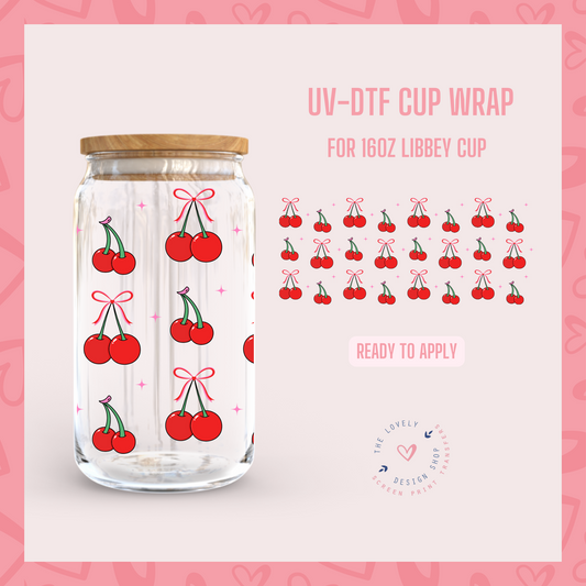 Lovely Coquette Cherries - UV DTF 16 oz Libbey Cup Wrap - Dec 16