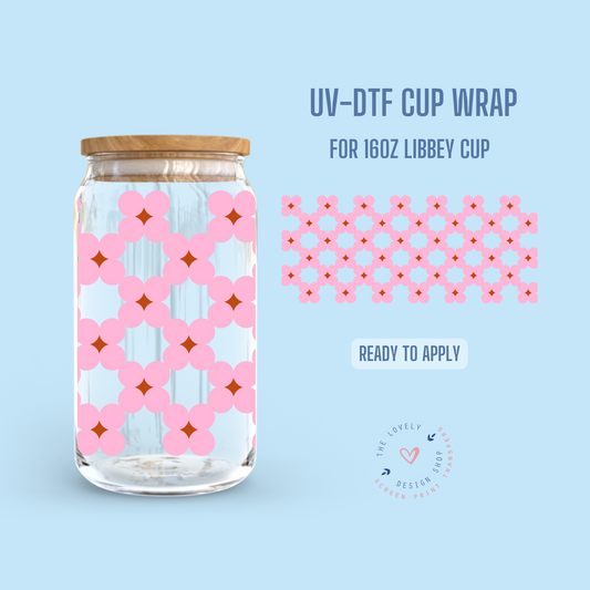 Retro Pink Pattern - UV DTF 16 oz Libbey Cup Wrap - Dec 9