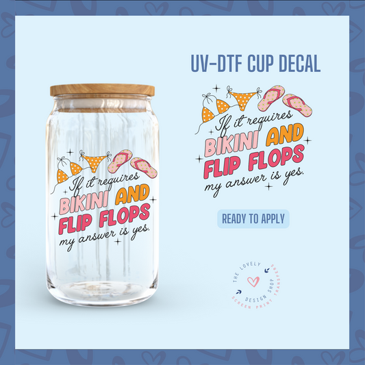 Bikini and Flip Flops - UV DTF Cup Decal (Ready to Ship) May 13