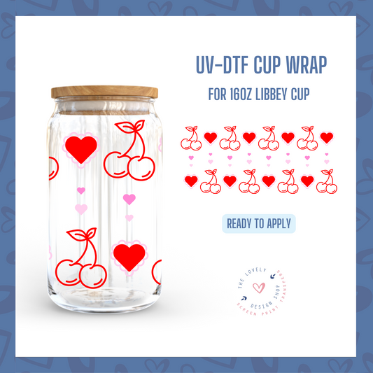 Cherry Heart - UV DTF 16 oz Libbey Cup Wrap - Dec 9