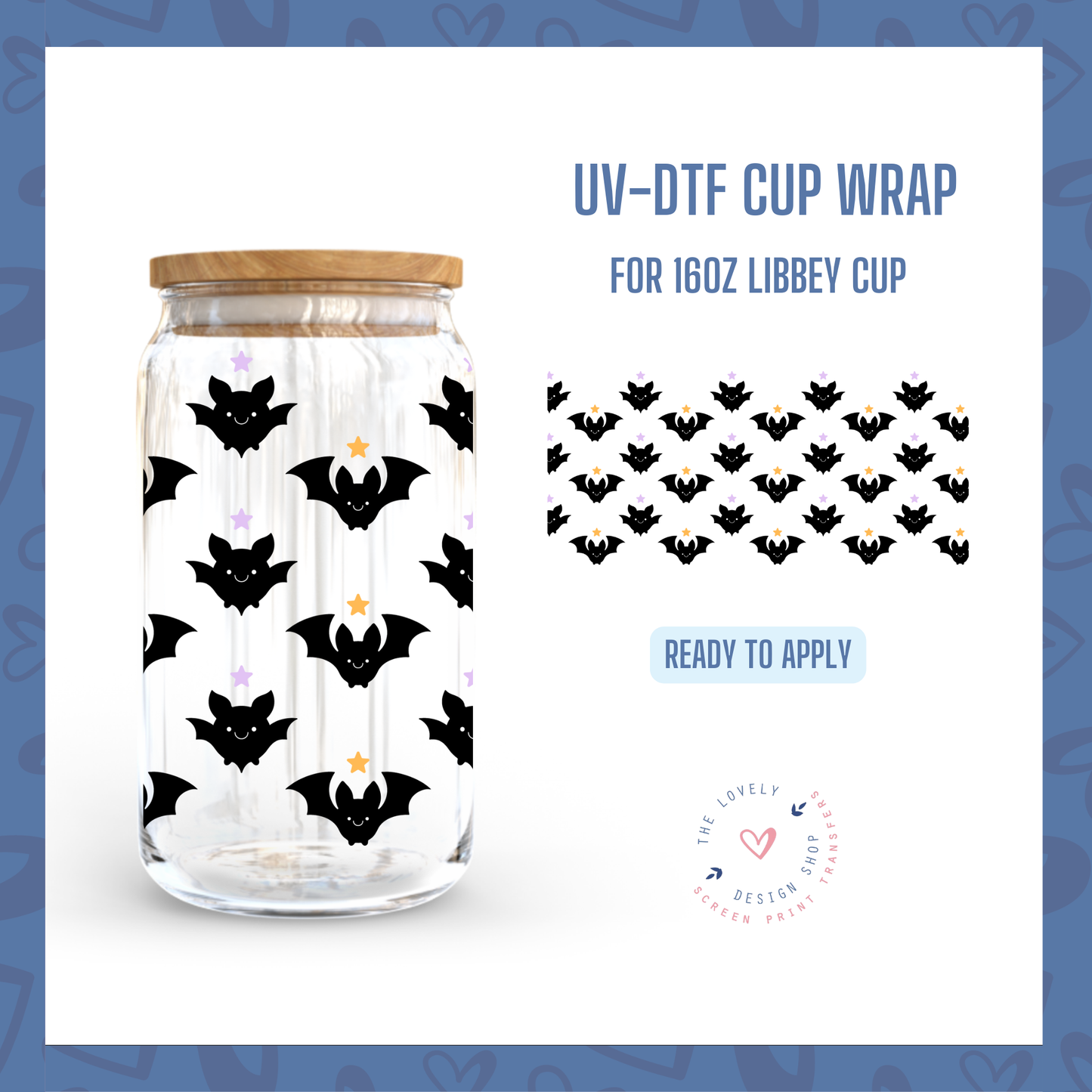 Oh Bats! - UV DTF 16 oz Libbey Cup Wrap - Aug 12