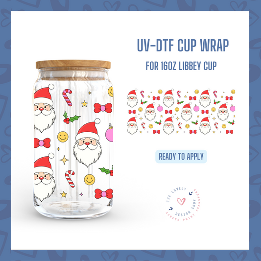 Festive Santas - UV DTF 16 oz Libbey Cup Wrap - Oct 28