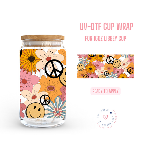 Groovy - UV DTF 16 oz Libbey Cup Wrap (Ready to Ship)