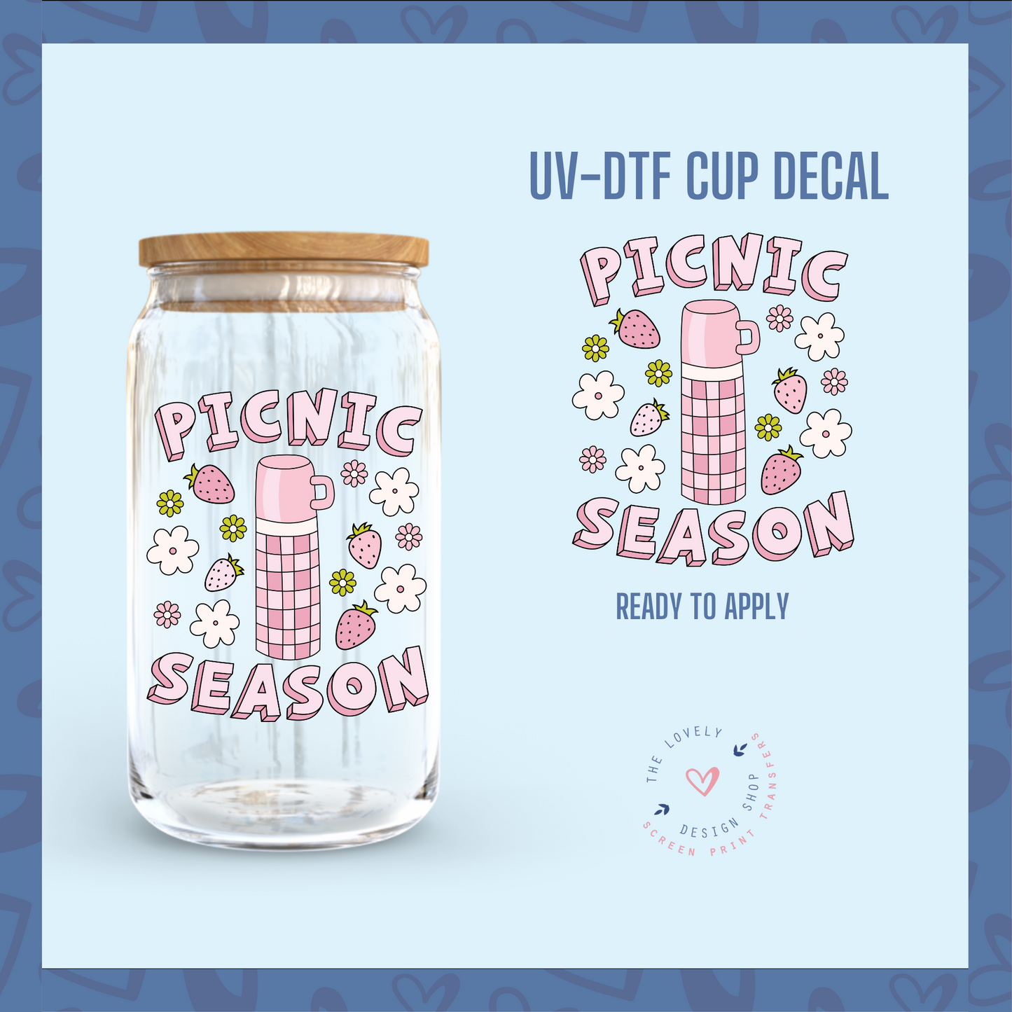 Picnic Season - UV DTF Cup Decal (Ready to Ship) Apr 17