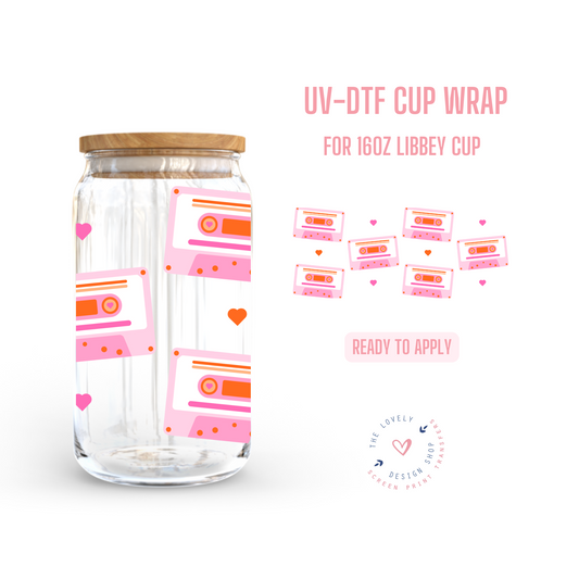 Heart Tapes - UV DTF 16 oz Libbey Cup Wrap (Ready to Ship) Feb 27