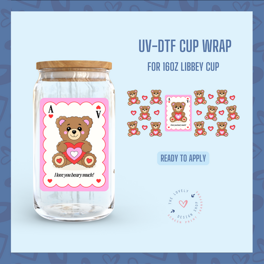 Teddy Bear Aces - UV DTF 16 oz Libbey Cup Wrap - Dec 16