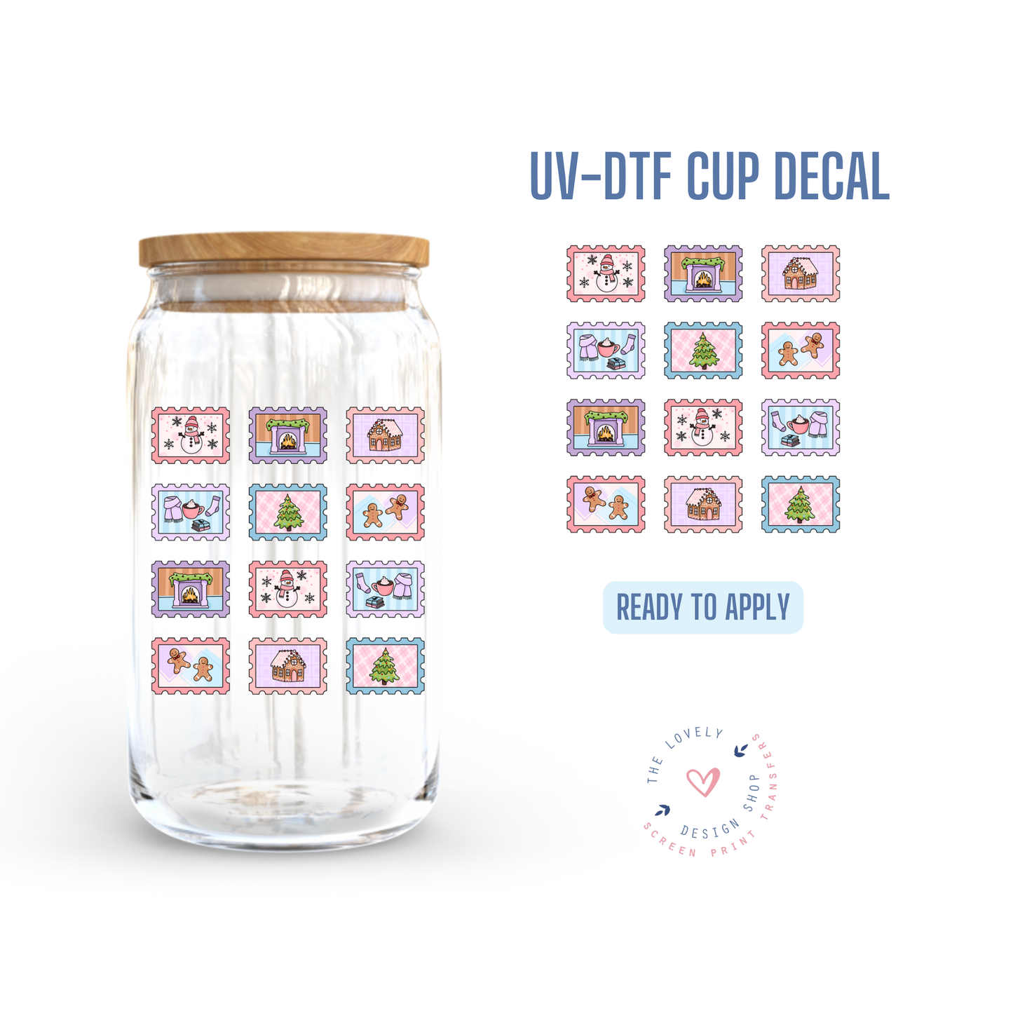 Christmas Stamps - UV DTF Cup Decal - Nov 12