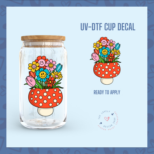 Mushroom Vase - UV DTF Cup Decal (Ready to Ship) Apr 1