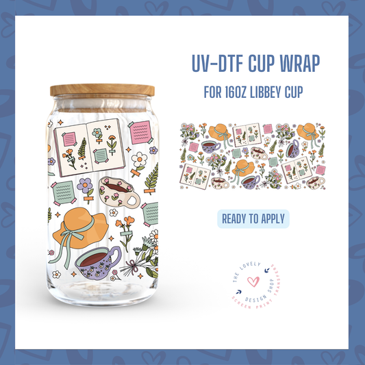 Cottage Girly - UV DTF 16 oz Libbey Cup Wrap - Dec 2