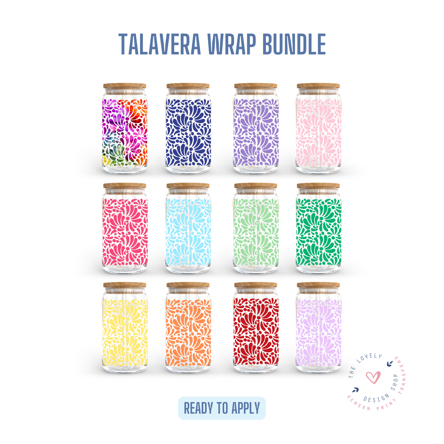 Talavera Wrap Bundle - UV DTF 16 oz Libbey Cup Wrap (Ready to Ship) May 28