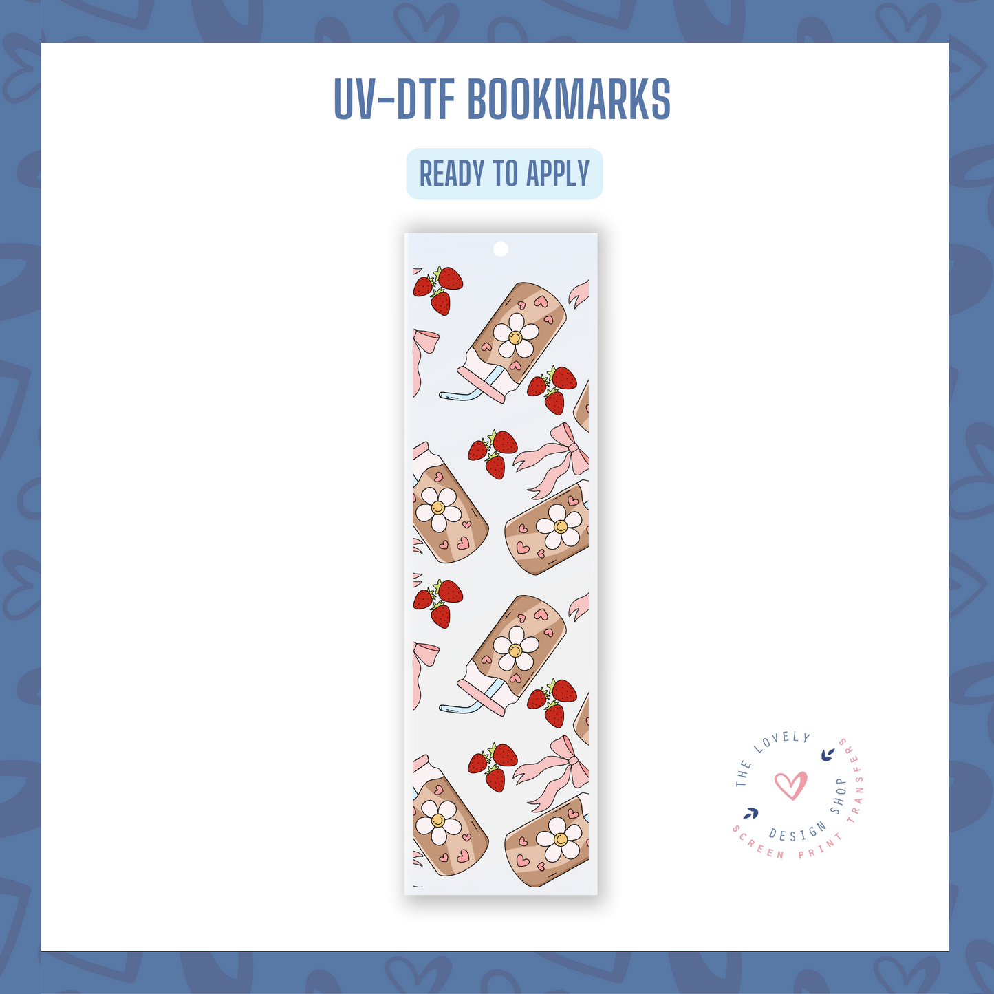 Coffee Bow and Strawberries - UV DTF Bookmark Decal (Ready to Ship) Apr 1
