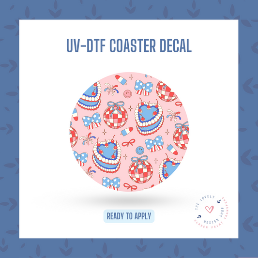 Vintage 4th of July - UV DTF Coaster Decal (Ready to Ship) May 28