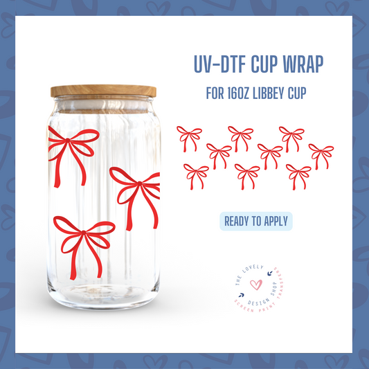 Red Bows - UV DTF 16 oz Libbey Cup Wrap - Dec 9