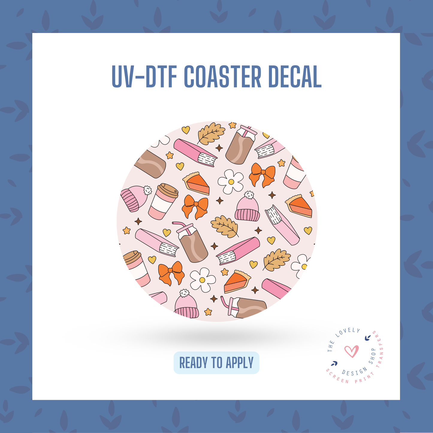 Fall Bookish - UV DTF Coaster Decal (Ready to Ship) Jul 1