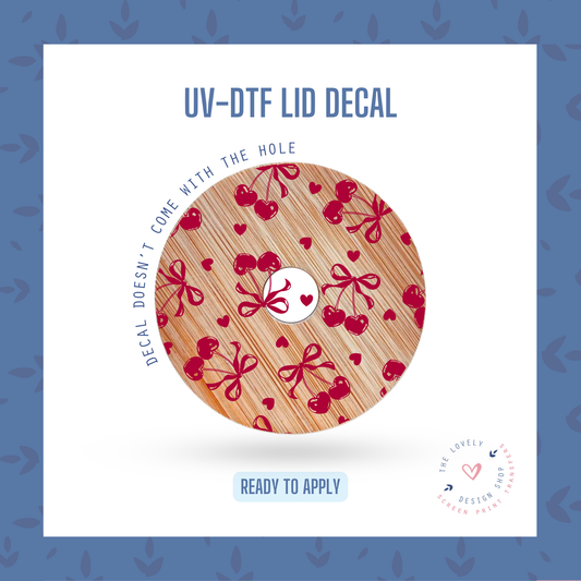 Vintage Heart Cherries - UV DTF Lid Decal - Jan 6