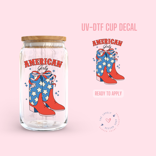 American Girly Cowgirl - UV DTF Cup Decal (Ready to Ship) Jun 10