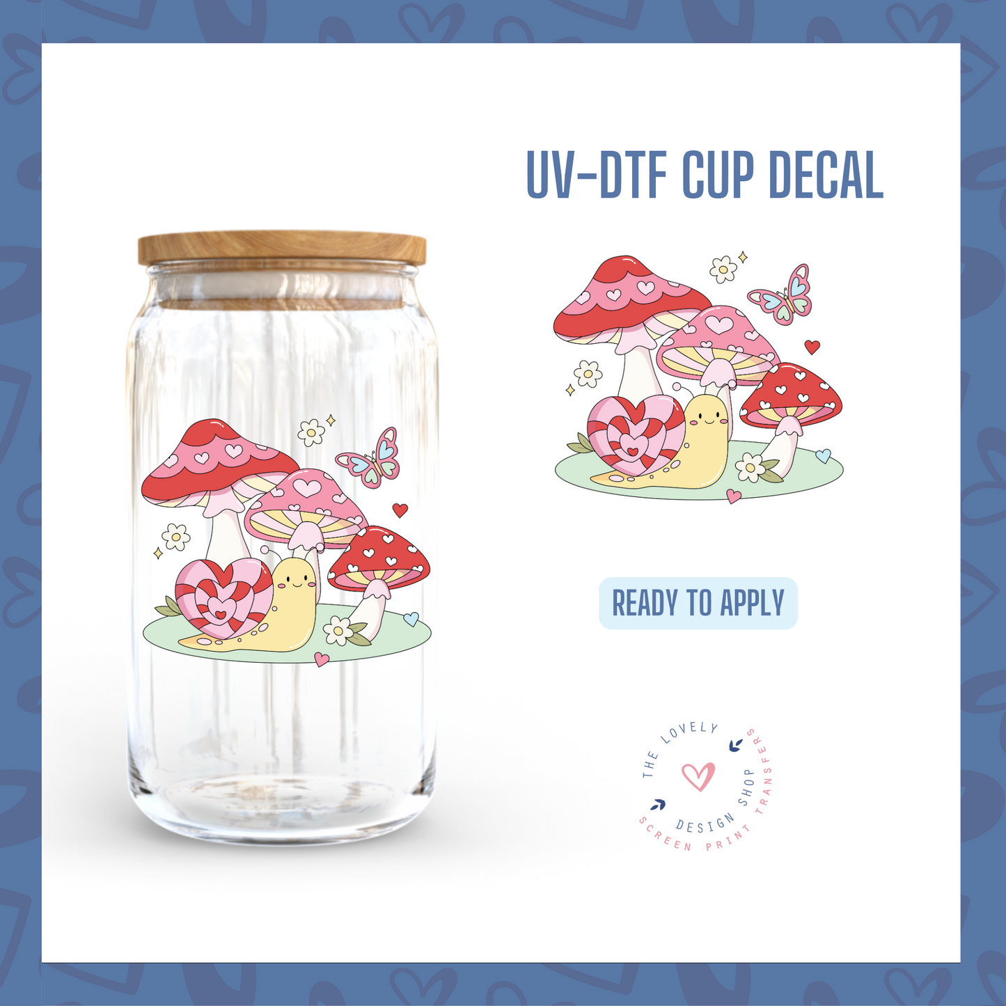 Mushroom Snails And Butterflies - UV DTF Cup Decal - Dec 23