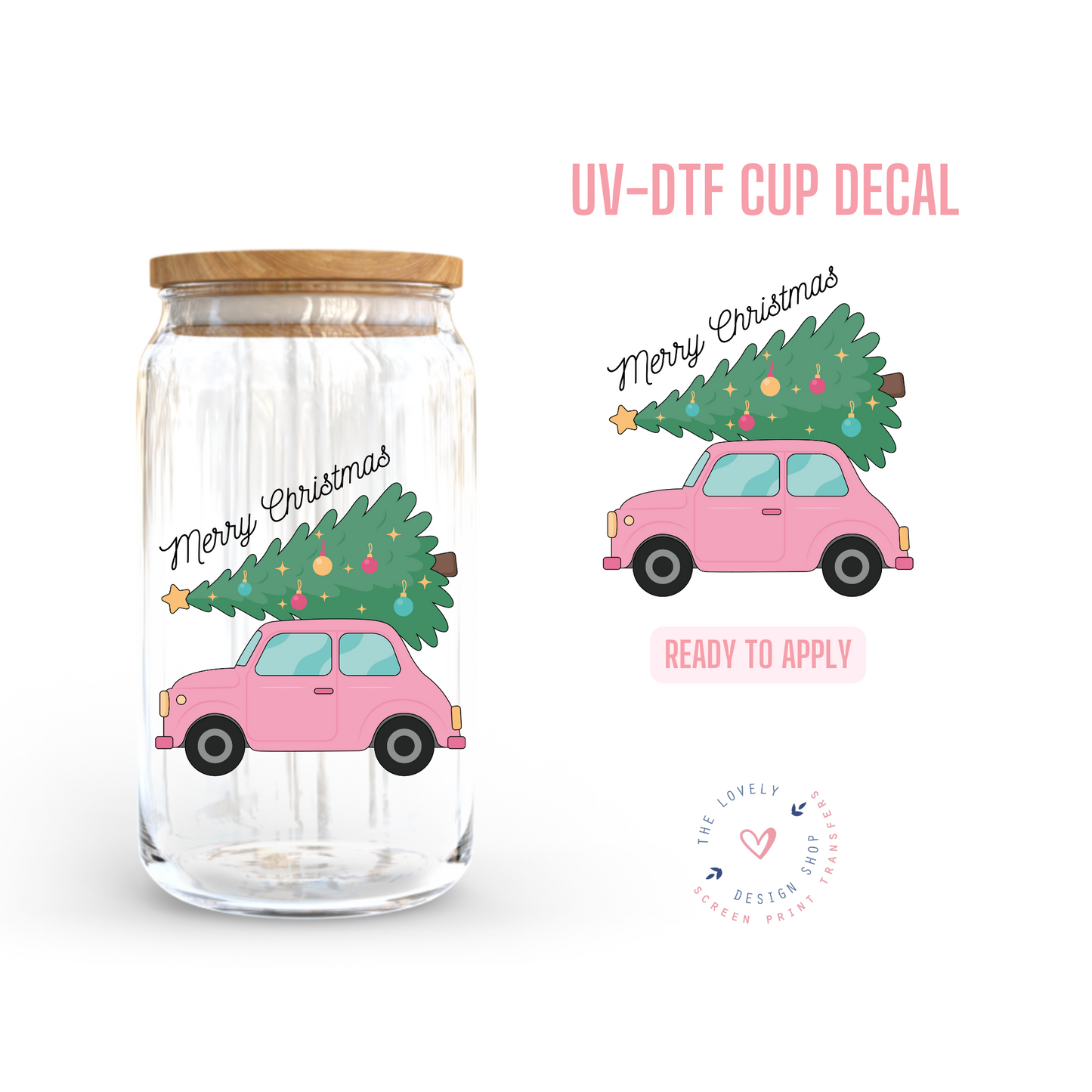 Vintage Car With Tree - UV DTF Cup Decal - Sep 16