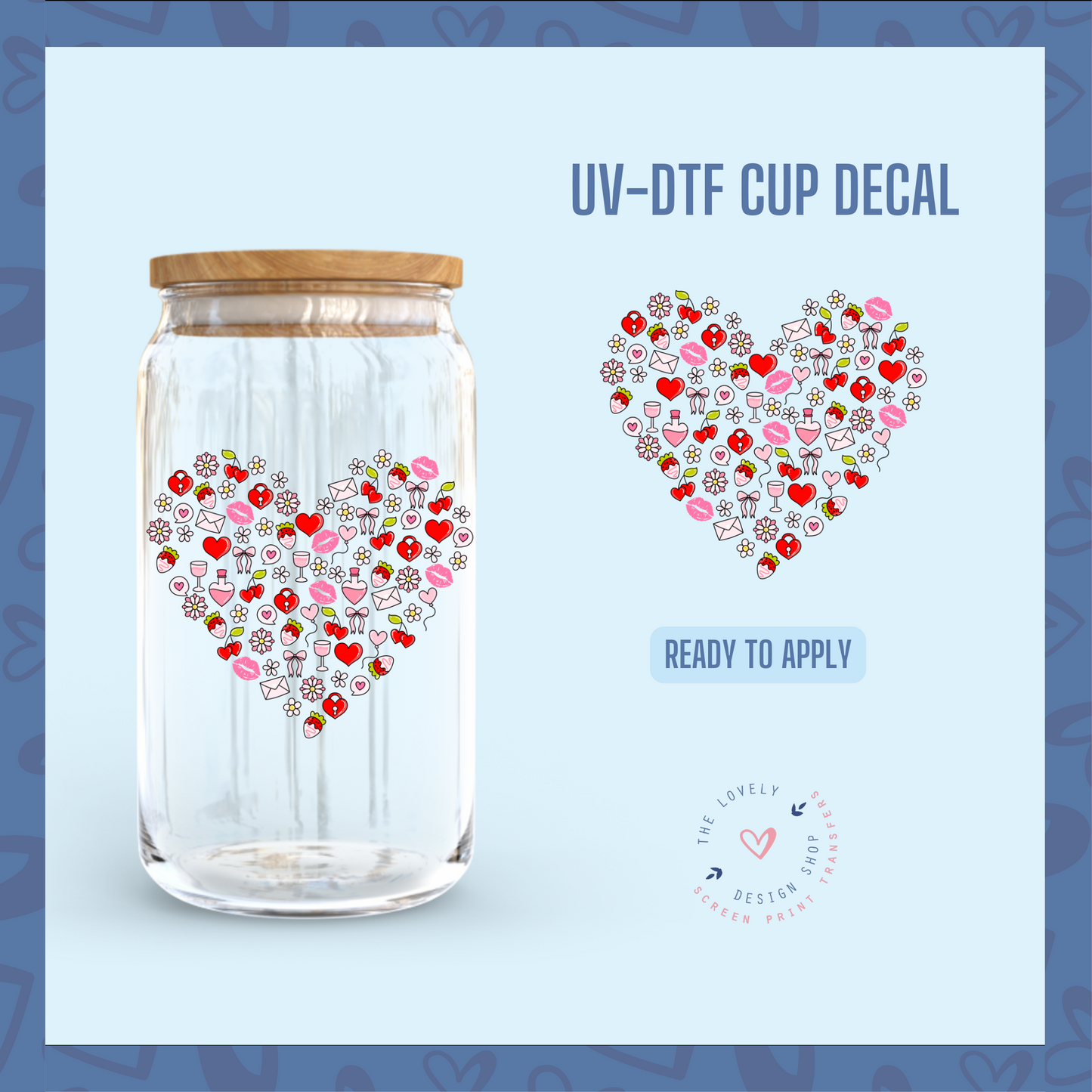 Valentine Heart - UV DTF Cup Decal - Jan 6