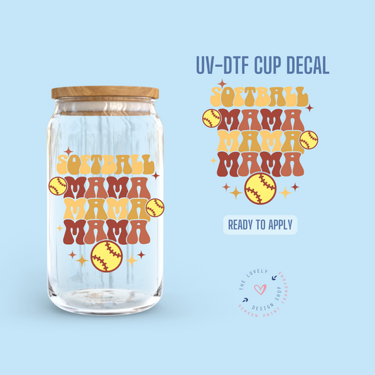 Softball Mama x3 - UV DTF Cup Decal (Ready to Ship) Apr 22