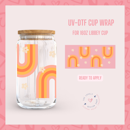 Rainbow - UV DTF 16 oz Libbey Cup Wrap (Ready to Ship)