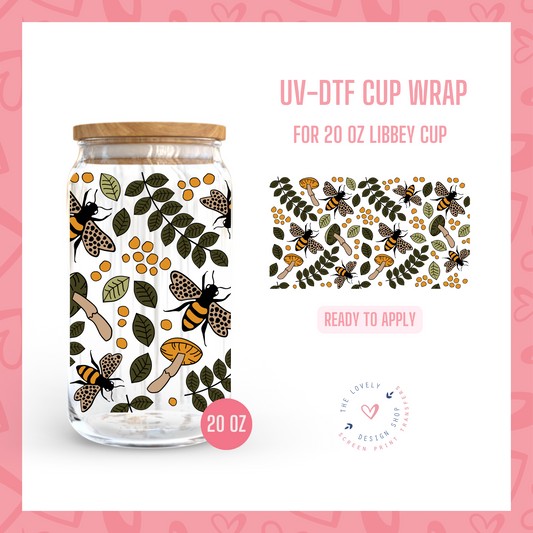 Bumble Greens - UV DTF 20 oz Libbey Cup Wrap (Ready to Ship) Apr 1