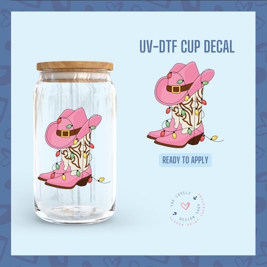 Christmas Cowgirl Boots - UV DTF Cup Decal - Oct 15