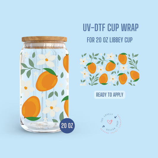 Modern Mangos - UV DTF 20 oz Libbey Cup Wrap (Ready to Ship) Apr 8