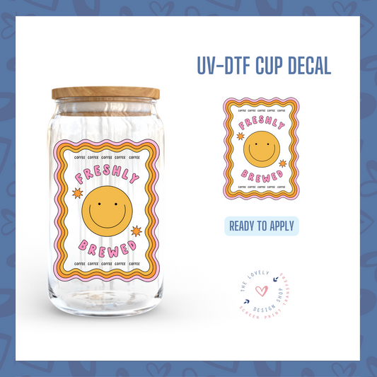 Freshly Brewed Coffee Label - UV DTF Cup Decal (Ready to Ship) Mar 4