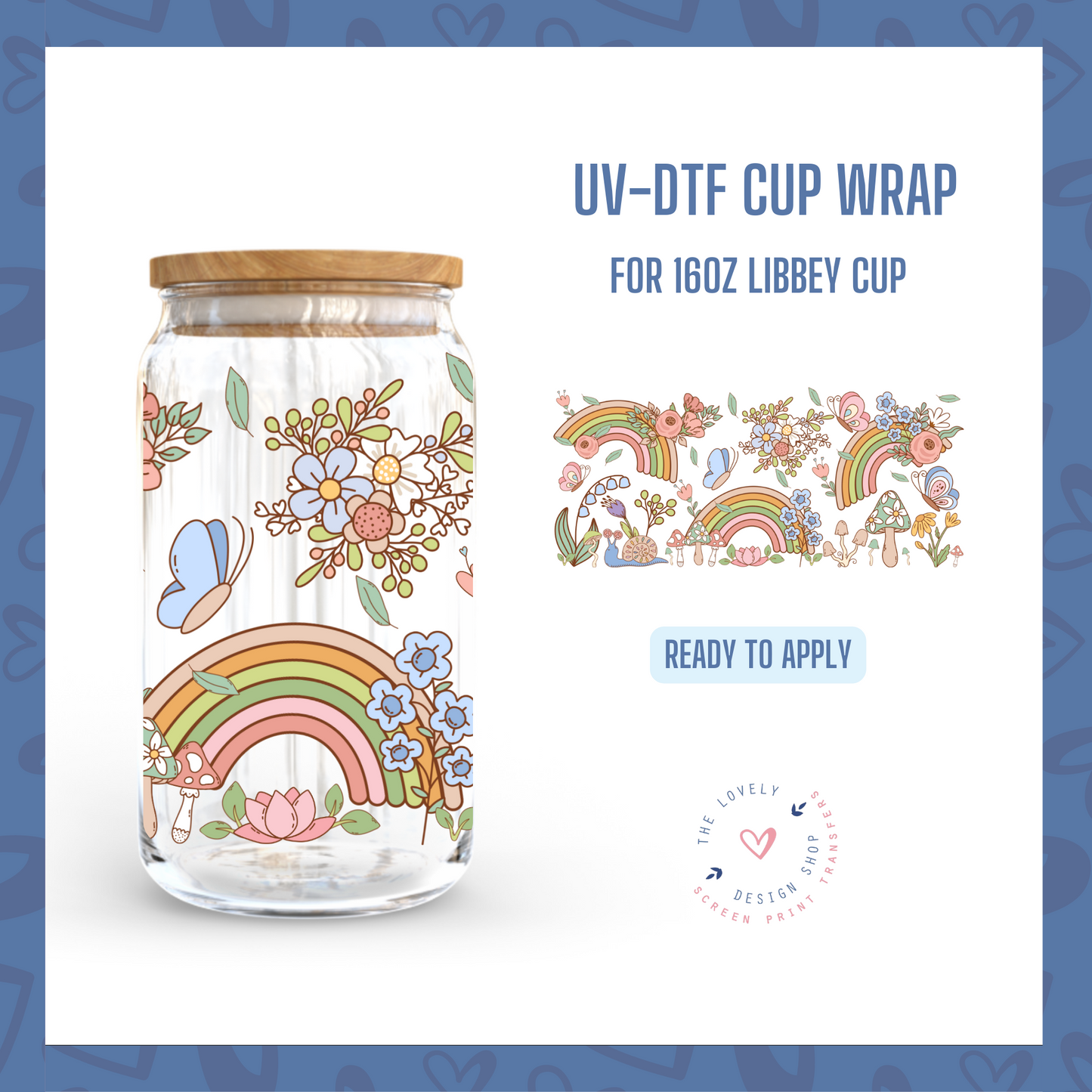 Spring Cottage - UV DTF 16 oz Libbey Cup Wrap (Ready to Ship)